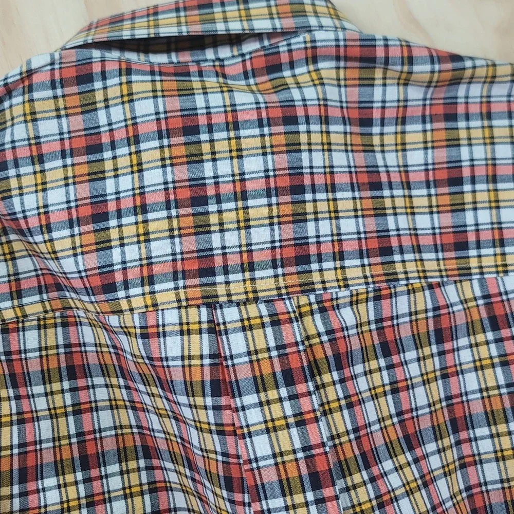 Cinch Western Shirt Mens XL Orange Yellow Plaid Long Sleeve Button Down Cotton - Picture 3 of 8